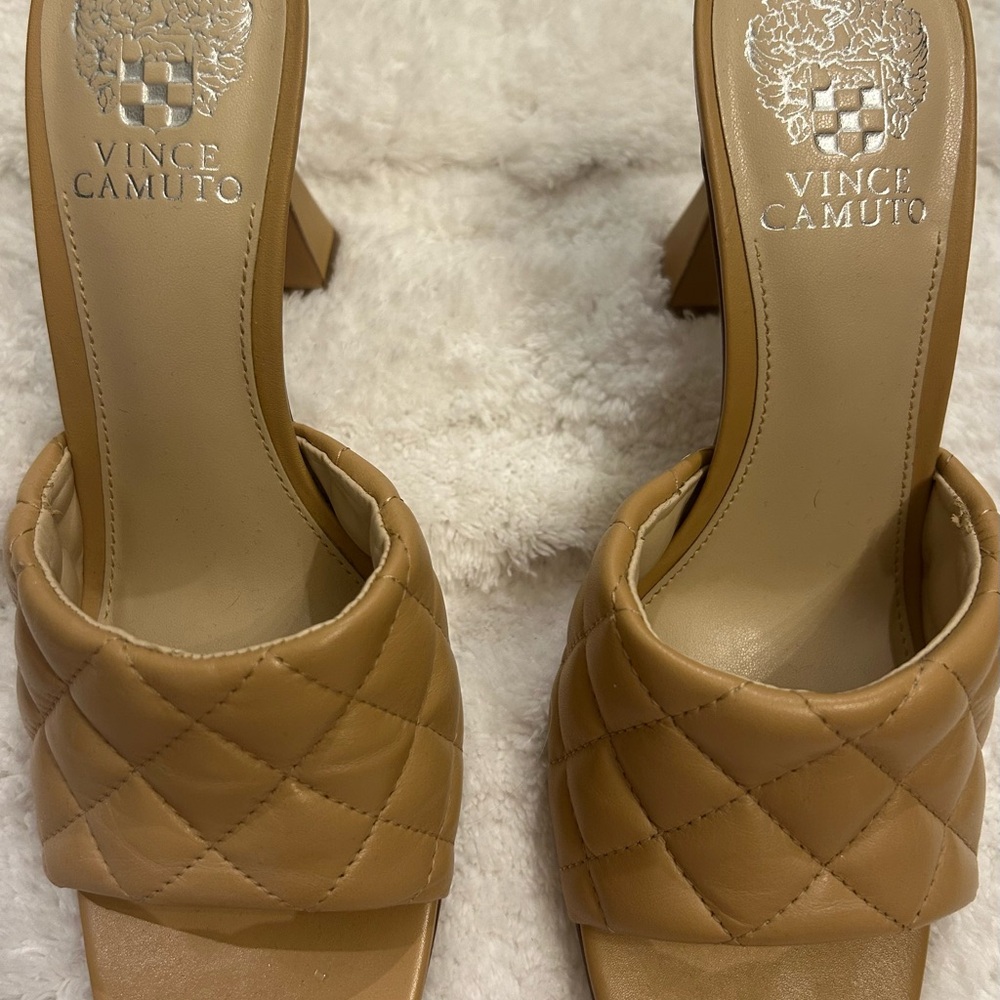 Vince Camuto Camel Quilted Heels